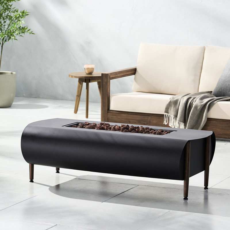 Rehausse de foyer rectangulaire en fer gris foncé 50 000 BTU