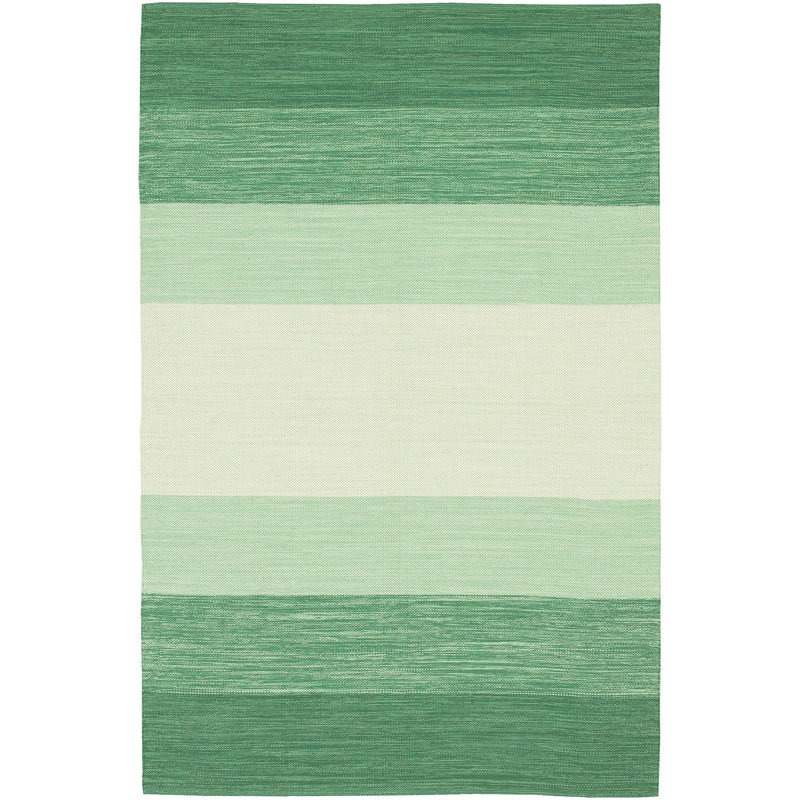 Tapis contemporain tissé à la main Yarira India vert / crème, Rectangle 5 pi x 7 pi 6 po
