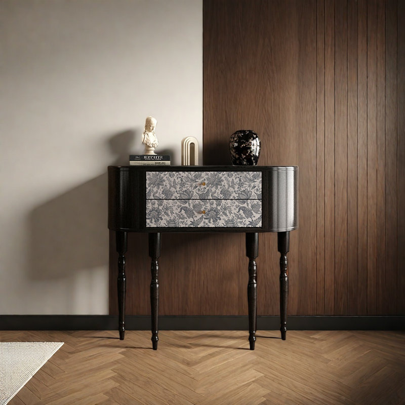 Console rétro avec 2 tiroirs, H 35,43 po x l 39,37 po x P 11,81 po