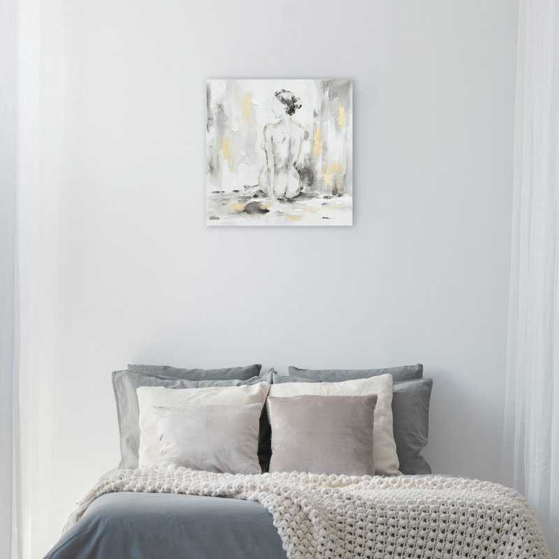 Dame nue - peinture sur toile tendue, H 20 po x l 20 po x p 2 po