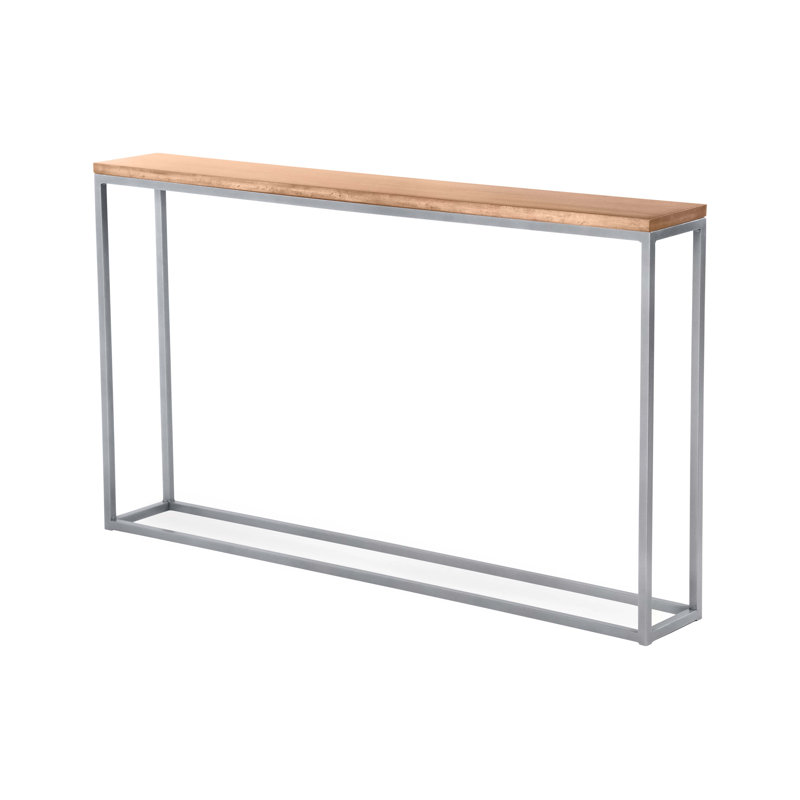Chaplin 54'' Solid Wood Top Console Table, Brushed Silver, Clear Coat