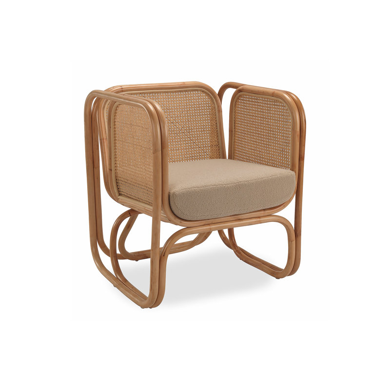 Iconic Natural Wicker rattan chair with webbing, Natural Wood