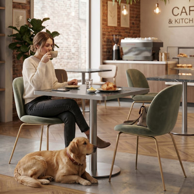 31.5" Sintered Stone Bistro Table, Modern Square/Round Dining Table with 26 Size Options for Kitchen Cafe Small Space