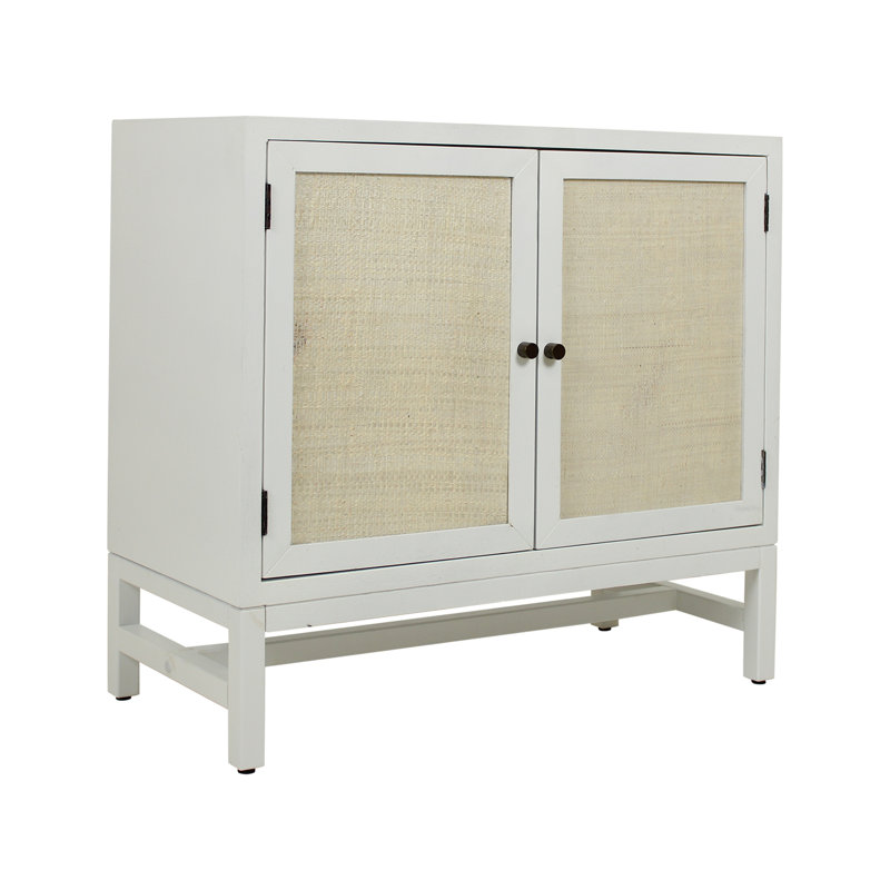 Armoire de rangement à 2 portes Raffia, Blanc