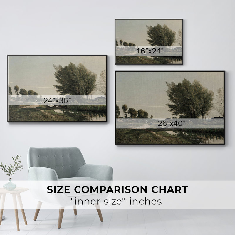 Paysage rétro-CDLXVII, H 25 po x l 37 po x P 2 po, Toile encadrée noire