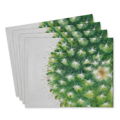 Watercolor Mini Cactus Polyester Kundra Set of 4 - Home Decor