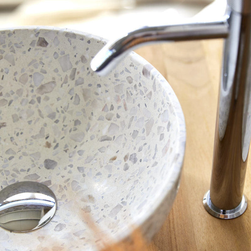 Elea Round Brown Premium Terrazzo Bathroom Sink, Moon