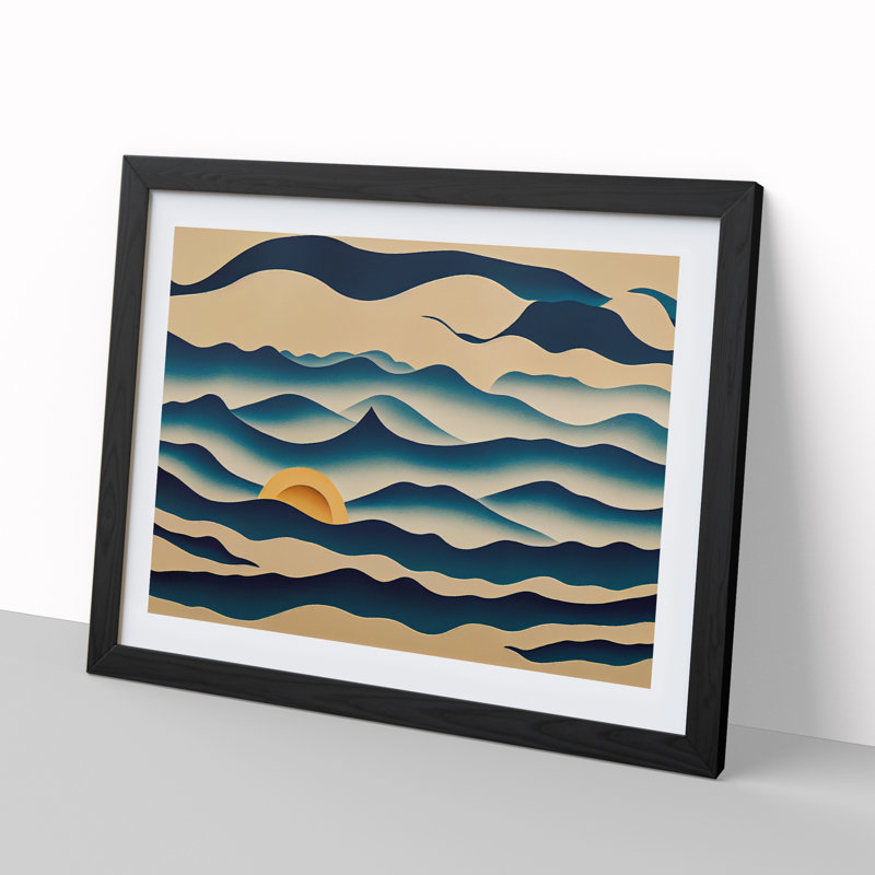 Abstract Ocean Wave Vol.2 - Framed Print, Black, 46cm H x 64cm W x 2cm D