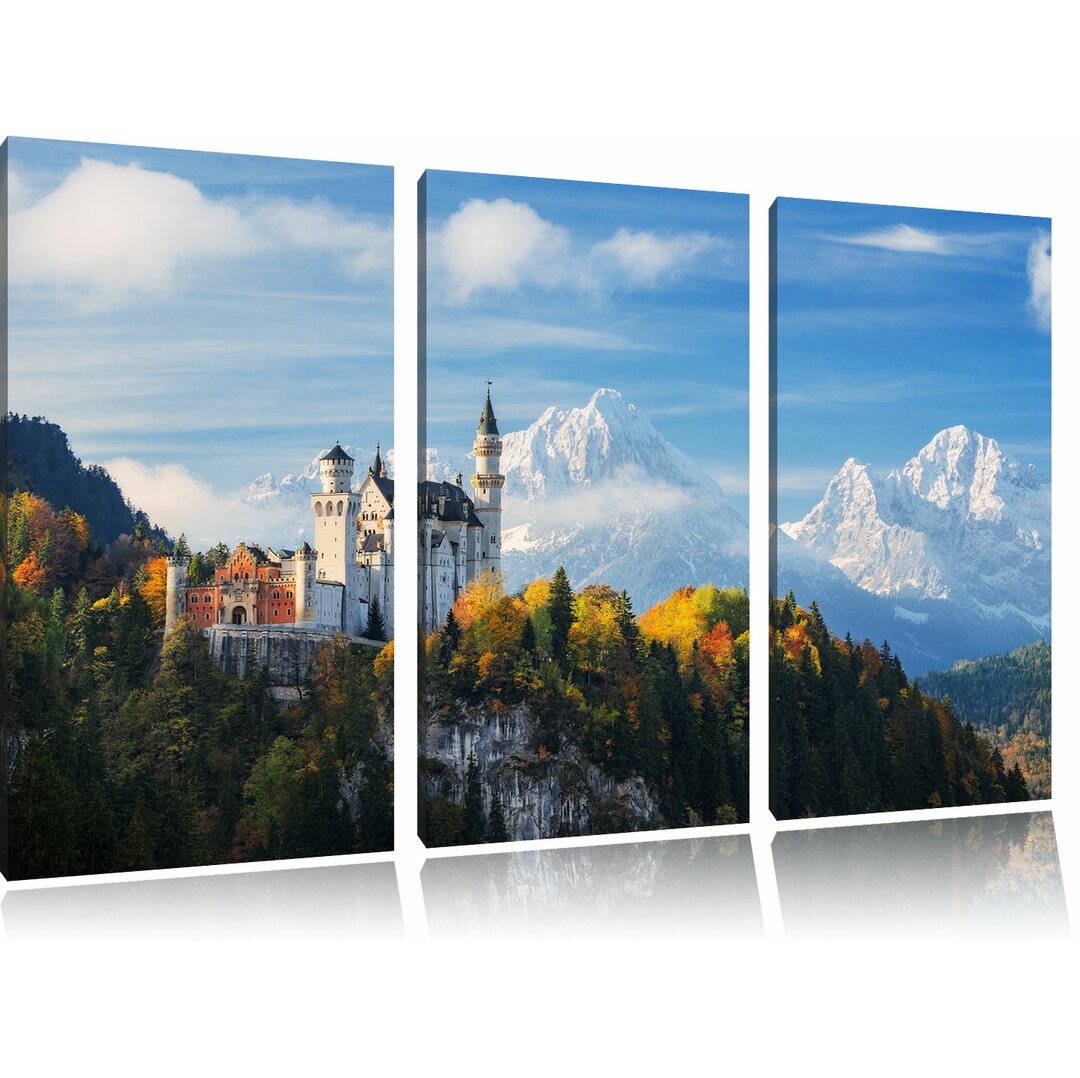 3-tlg. Leinwandbilder-Set Schloss Neuschwanstein im Herbst, Fotodruck