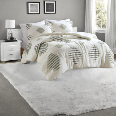 Ensembles de literie double en chenille double, chambre à coucher moderne en coton touffeté 3 pièces