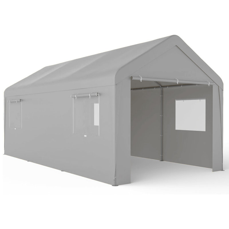 10 Ft. W x 20 Ft. D Heavy Duty Carport Portable Garage Large Carport with Breathable Windows, Gray