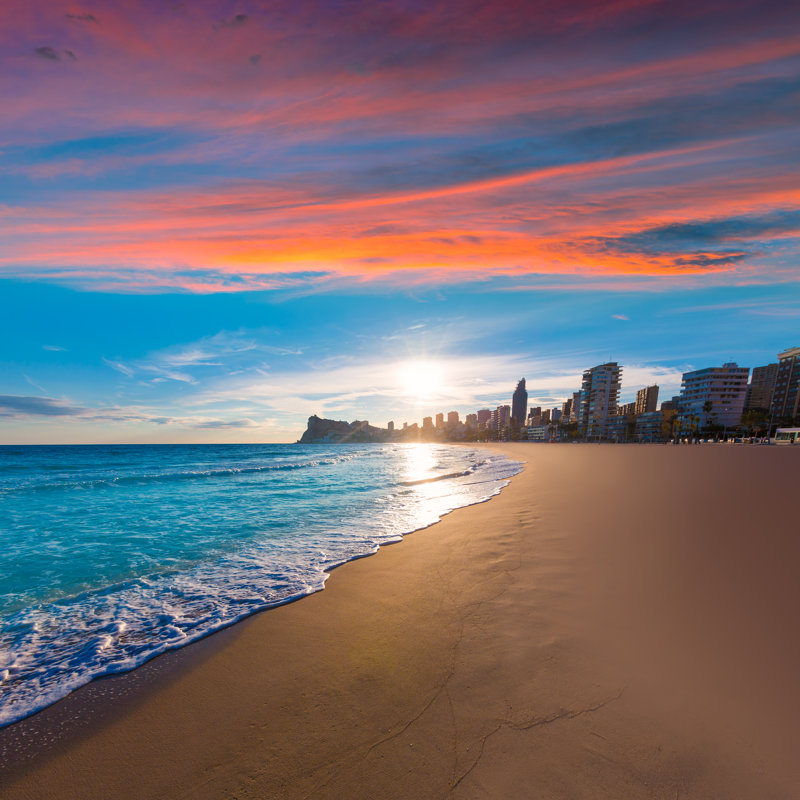 Benidorm Alicante Beach by LUNAMARINA - Wrapped Canvas Print, 122cm H x 122cm W x 3.8cm D