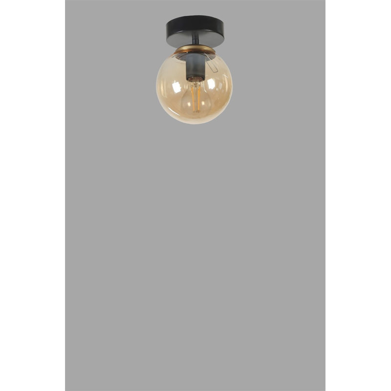 Stylish Chandelier Light Fixture, Black & Amber Glass, 5.9 in Diameter x 7.9 in Height | Durable Metal Body, E27 Socket Max 40W | Perfect for Dining Room, Living Room & Entryway | IP20 Rated, Modern Design