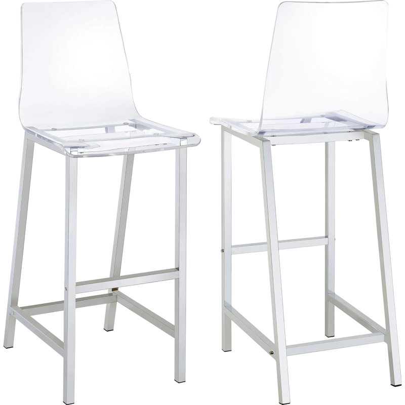 Tabourets transparents et chromés à hauteur de comptoir (ensemble de 2)
