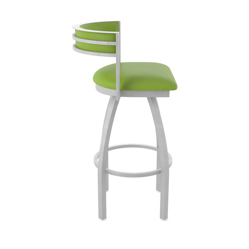 Tabouret Artémis, Nickel anodisé, Tabouret de comptoir (siège d'une hauteur de 25 p, Vinyle - vert kiwi Canter