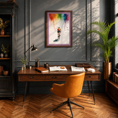 Cyclist Ascending Light Modern - Framed Print