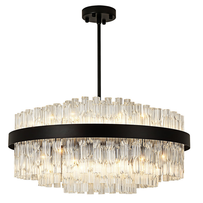 Unique/Statement Chandelier, Matte Black, 12 Lights