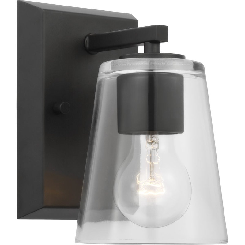 Lilyani Dimmable Bath Sconce, Clear, Matte Black