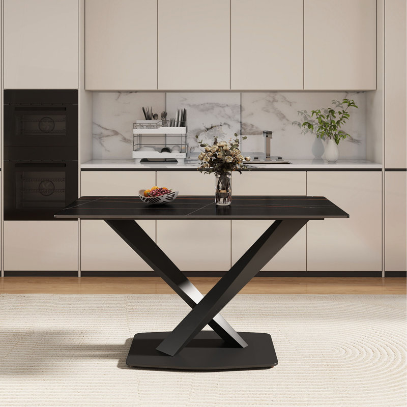 Table de salle à manger Modern, Noir, H 29,53 po x L 55,12 po x l 31,5 po