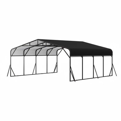 20' X 30' Heavy Duty Metal Carport Canopy With Galvanized Steel Roof And Reinforced Frame For Vehicles