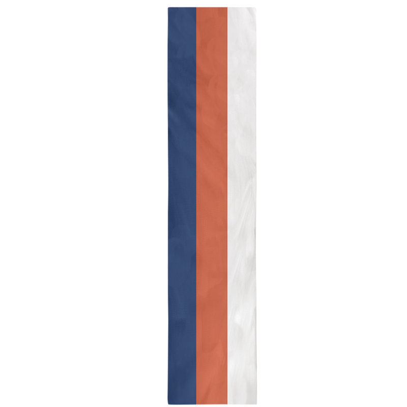 Edmonton Table Runner, 90" x 16", Orange/Navy Blue/White, Polyester