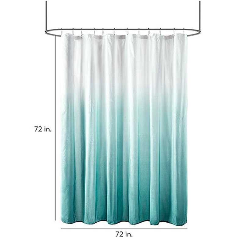 Printed Seersucker Shower Curtain, Aqua