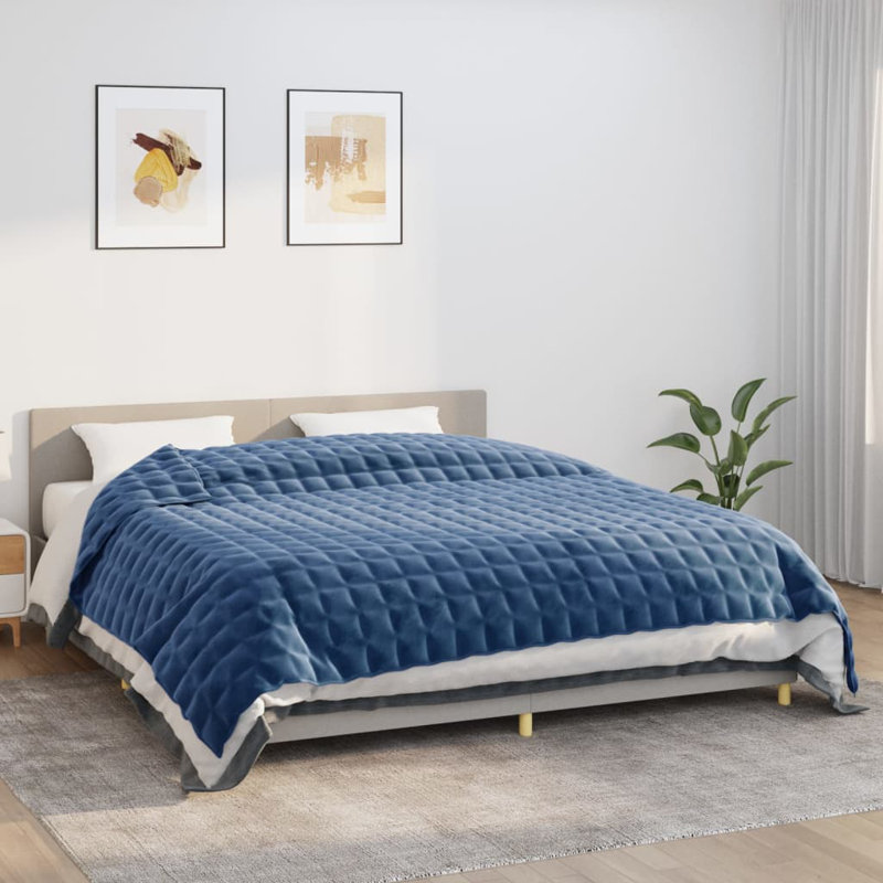 Couverture en tissu , Bleu, L 86,6 po x L 102,4 po