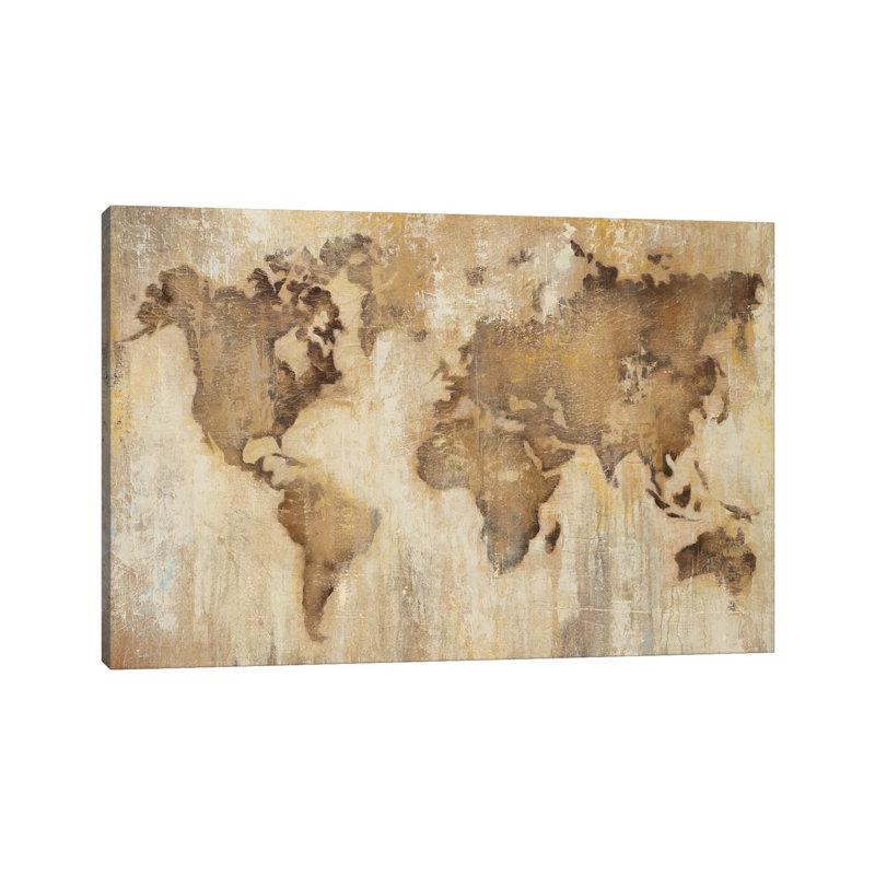 Map Of The World by Liz Jardine - Wrapped Canvas Print, 20.32 cm H x 30.48 cm W