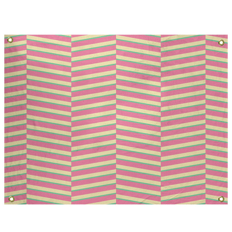 Jaya Polyester Tapestry, 50" H x 59" W, Pink/Green/Yellow