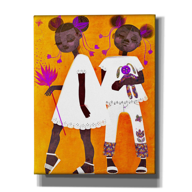 «The Petite Twins» par Erin Robinson, art mural sur toile, H 34 po x l 26 po x P 1,5 po