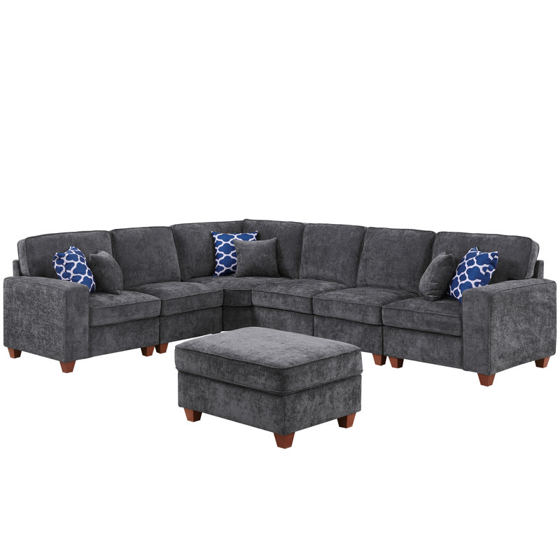 Canapé modulaire en L Forbestown, Grey Chenille