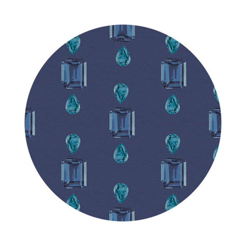 Vegan Leather Round Placemats, Sapphires, Blue