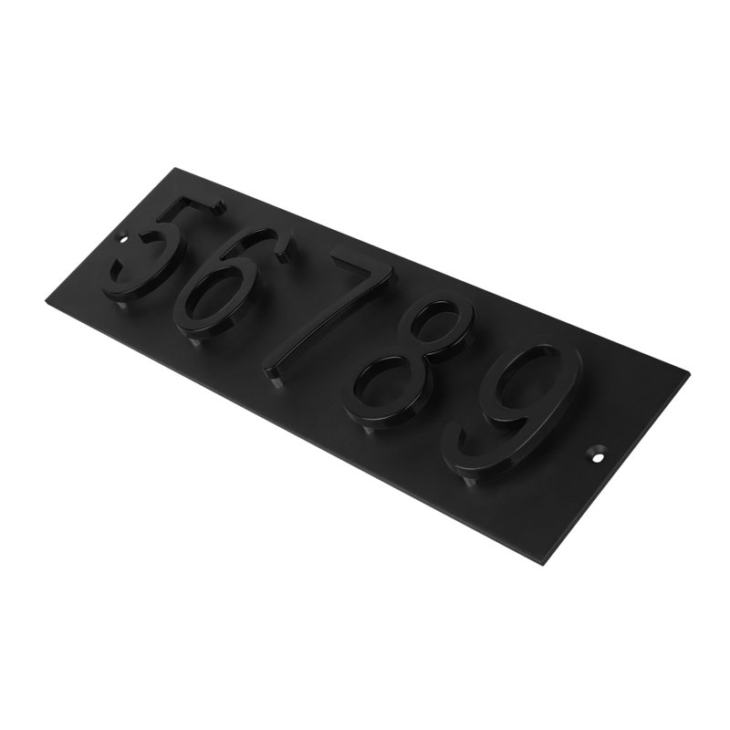 Plaque d'adresse horizontale Amgo Floating Modern, Noir, noir, noir, noir, Oui, Noir, noir, noir, noir