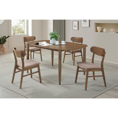 Whisten Walnut 5-Piece Solid Wood Dining Set
