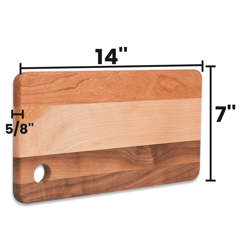 CONSDAN Mixed Hardwood Cutting Board, Food-Safe Kitchen Chopping Board for Meat, Vegetables, Fruits, 14" x 7"