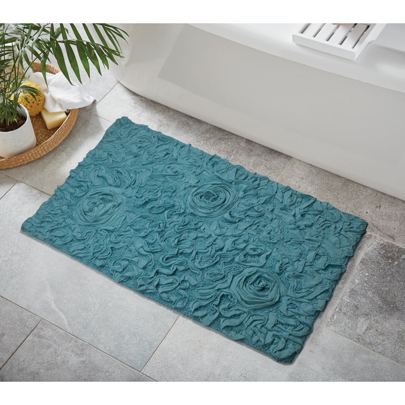 Skak Cotton Bath Rug, Blue, 24" W x 40" L
