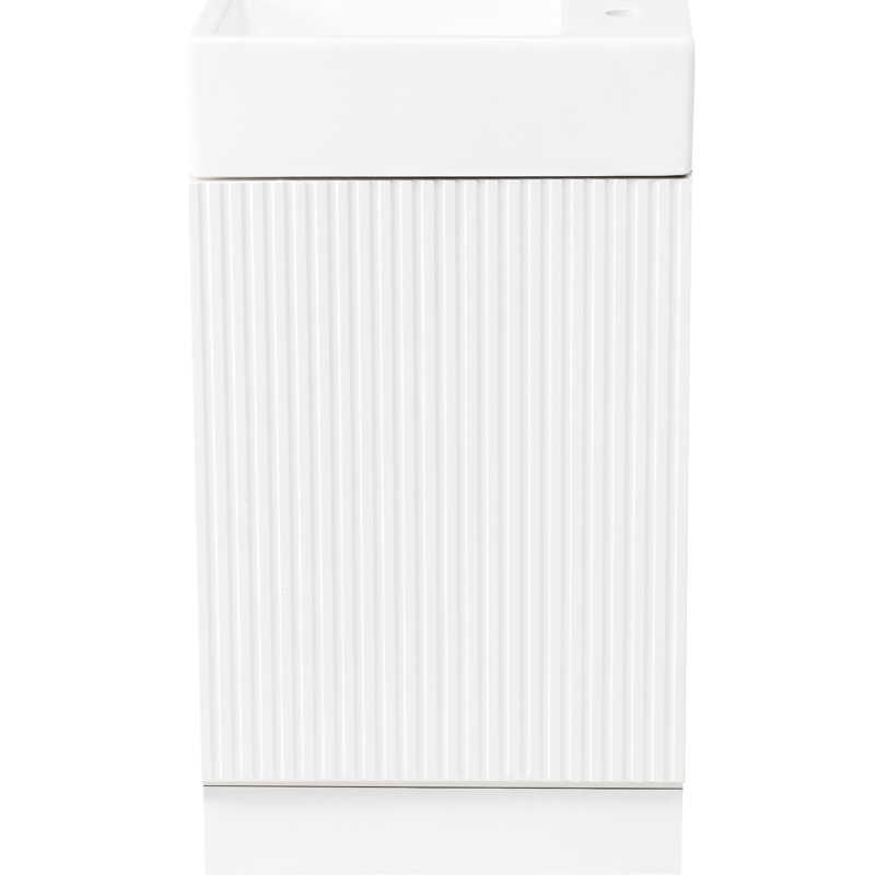 Meuble-lavabo 18,6 po avec lavabo, armoire de construction, tablette en céramique et porte-papier hygiénique, lavabo à fixation réglable gauche / droite, porte d'armoire, option d'installation à gauche ou à droite et deux