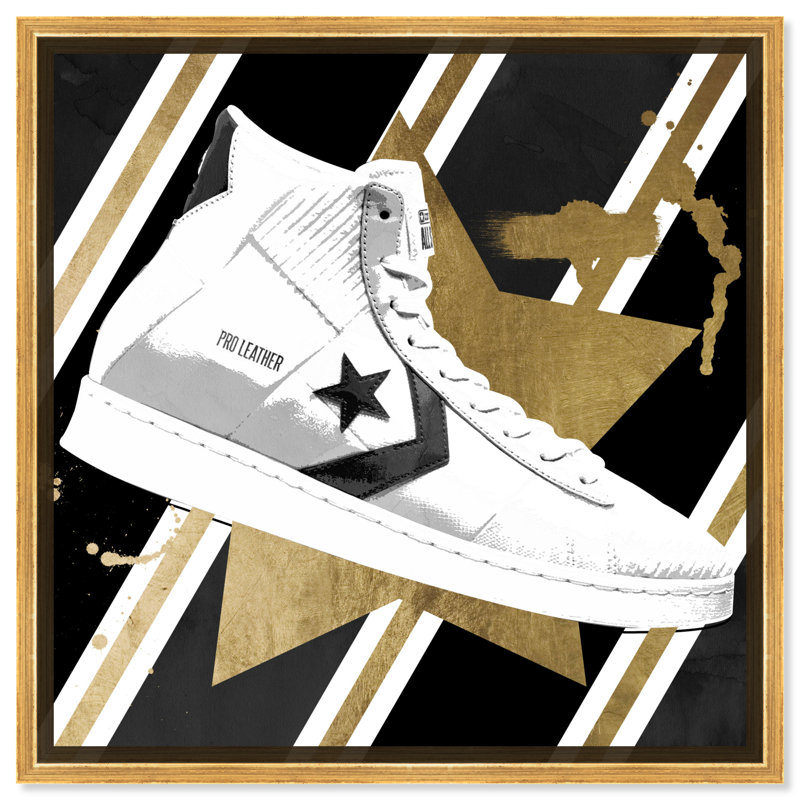 Art mural moderne de style sportif, impressions sur toile par Notoriart, Cadre doré, H 17 po x l 17 po