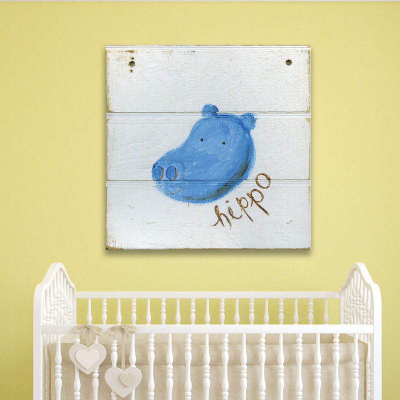 Happy Hippo by Erin Burston - Wrapped Canvas Painting, 30 cm H x 30 cm W x 4 cm D
