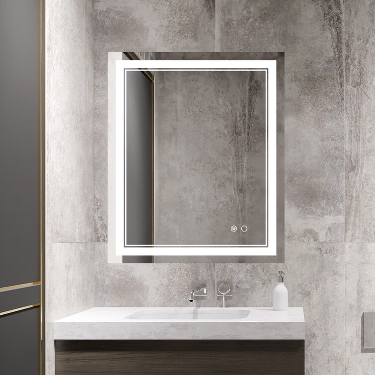 Adorna Frameless LED Lighted Bathroom / Vanity Mirror with Brightness Adjustable, Memory Function, Anti-fog