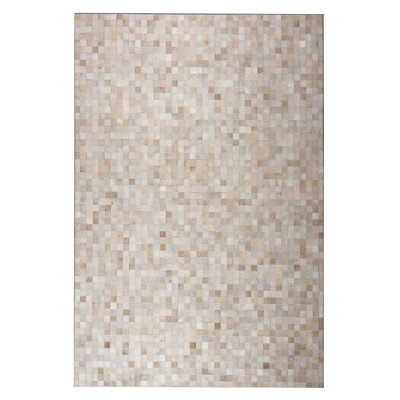 Tapis géométrique beige touffeté à la main