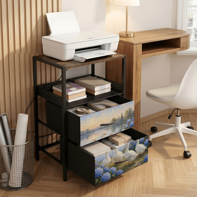 Table de chevet 2 tiroirs avec station de charge, table de chevet pour chambre avec ports USB et amp; Table de chevet Outlets