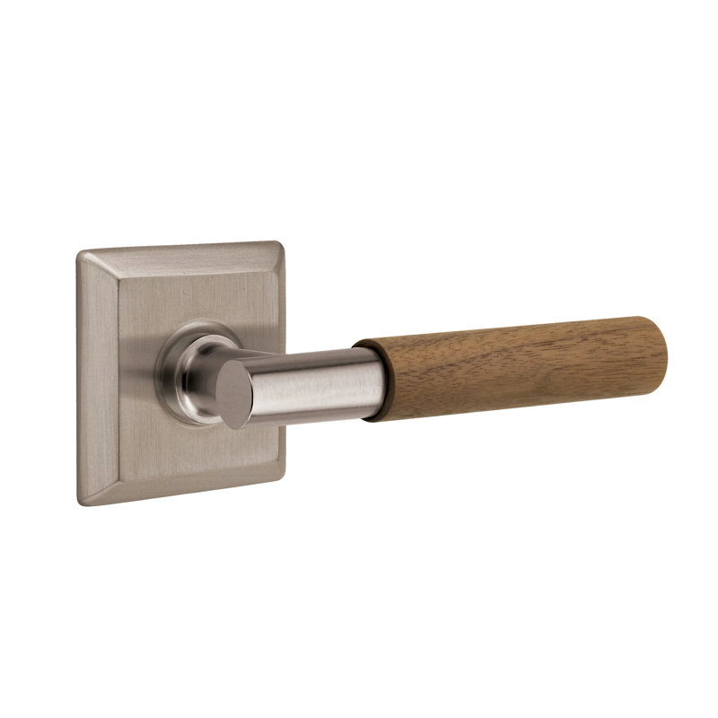 Emtek Select Privacy Leverset w/ Quincy Rosette & T-Bar Stem, Dark Walnut Handle (CF), Pewter