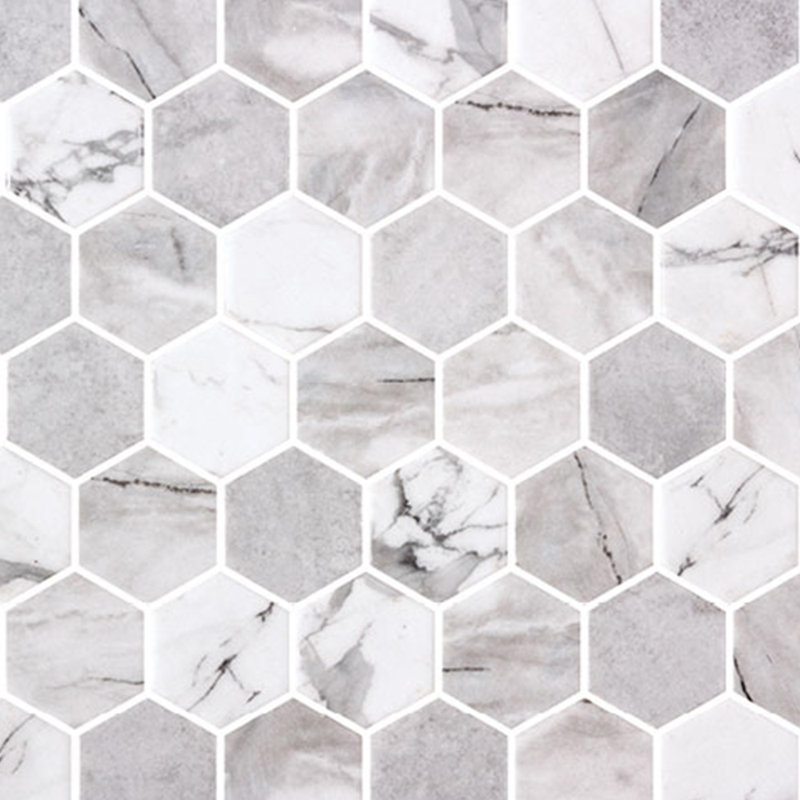 Mosaïque en verre recyclé hexagonal Spectrum Classic, Gris Inverno