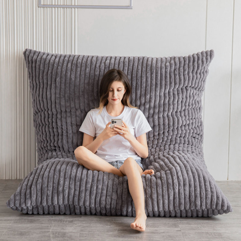 3 in 1 Convertible Square Bean Bag Bed, 11" H x 54" W x 75" D