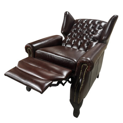 Chesterfield Push Back Recliner Leather