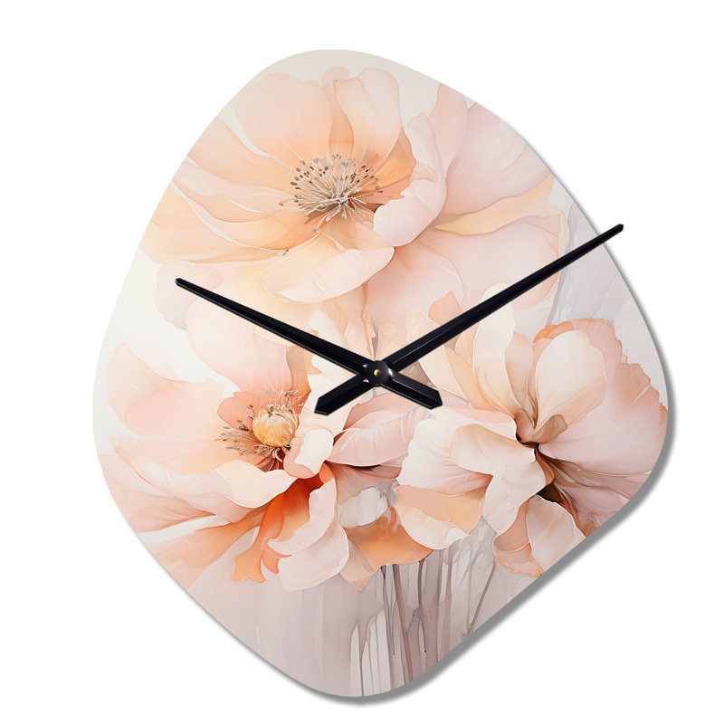 Crème orange abstrait nature morte - Still Lifes horloge murale asymétrique en métal, impression d'horloge murale moderne unique