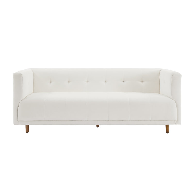 81' W' Tufted Upholstered 3-Seater Square Arms Sofa, Off-White