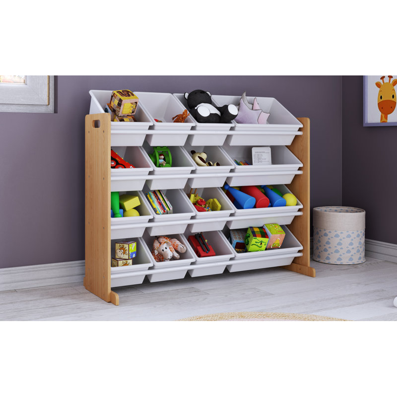 Bratton Toy Organizer with Bins, Natural/White