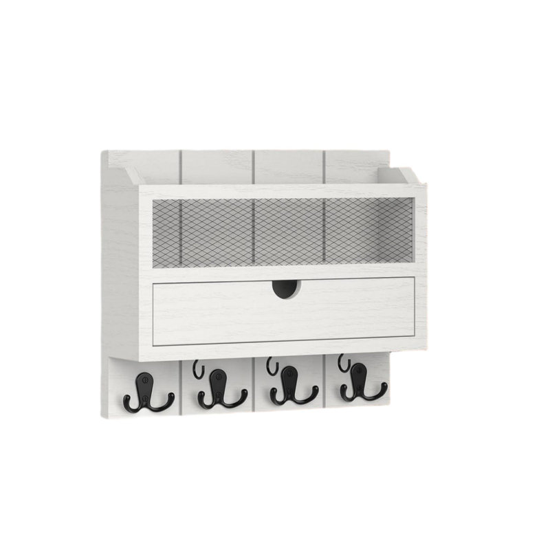 Wood Wall Organizer with Wall Baskets